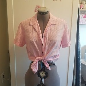 Caribbean Joe Pastel Pink Textured Button Up